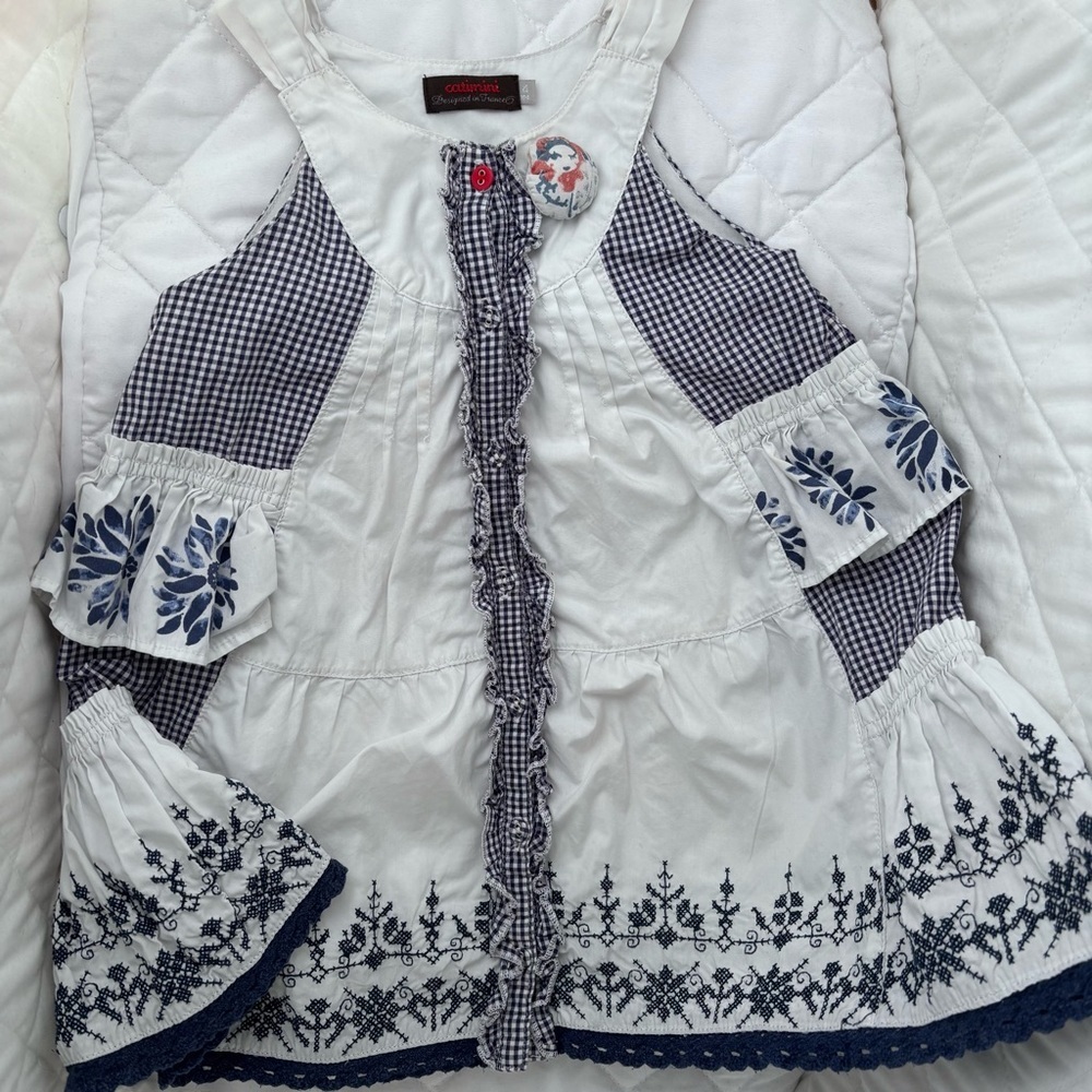 ⭒ 4T Catimini Designer France Margot Le Coquelicot Dress Pleaded Ruffles ⭒